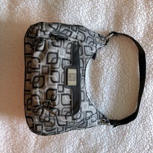 Small black, grey and white purse